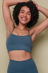 Soul Racerback Sports Bra - Petrol Blue-Araa Active
